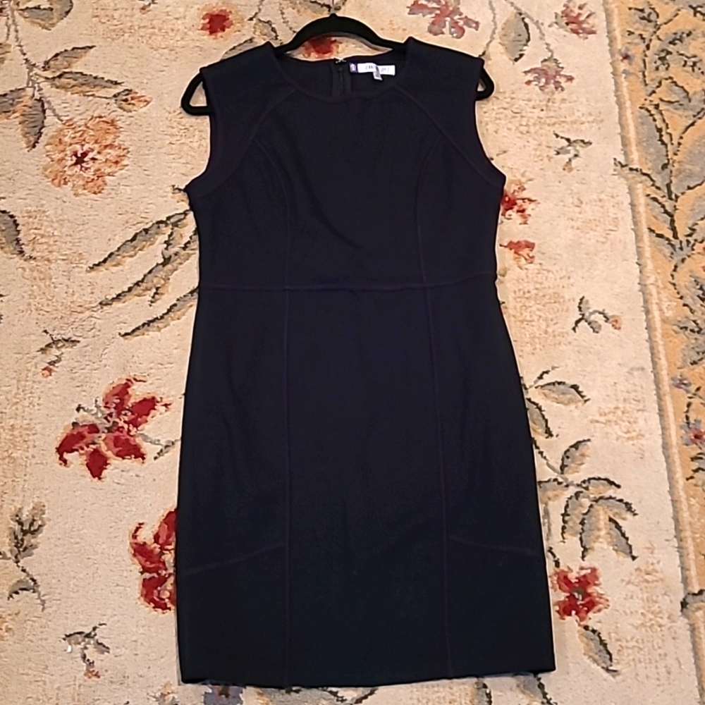 Jennifer Lopez size 14 short black dress with piping details